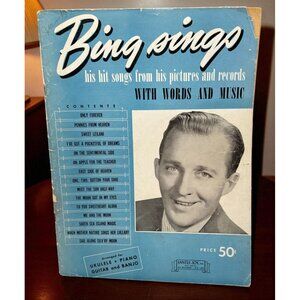 Bing Crosby Sings Hit Songs Vtg Piano Songbook Sheet Music Ukulele Guitar Banjo